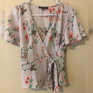 Floral Wrap Blouse